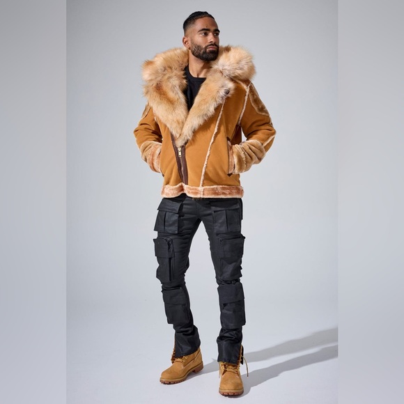 JORDAN CRAIG 91625 MEN'S EL JEFE SHEARLING MOTO JACKET, BLACK COFFEE SIZE L - Picture 12 of 13